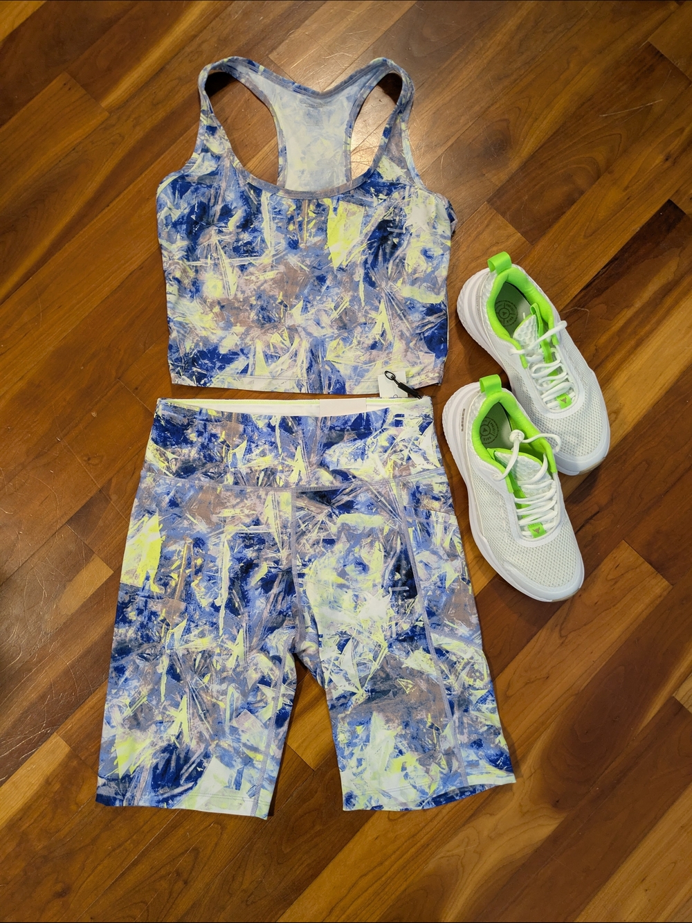 NWT Calvin Klein Performance Crop Top and High Waist Bike Shorts Set